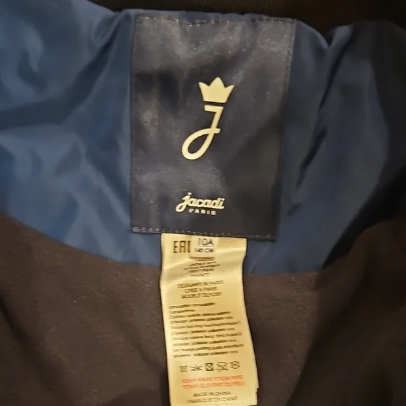 Jacadi Paris Kids Blue Full Zp Long Sleeve Hooded Puffer Jacket Size 10A